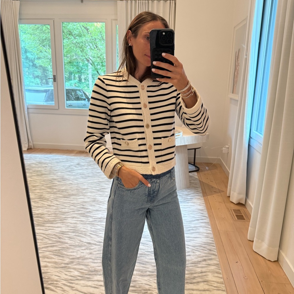 Striped Black and Cream Women's Sweater